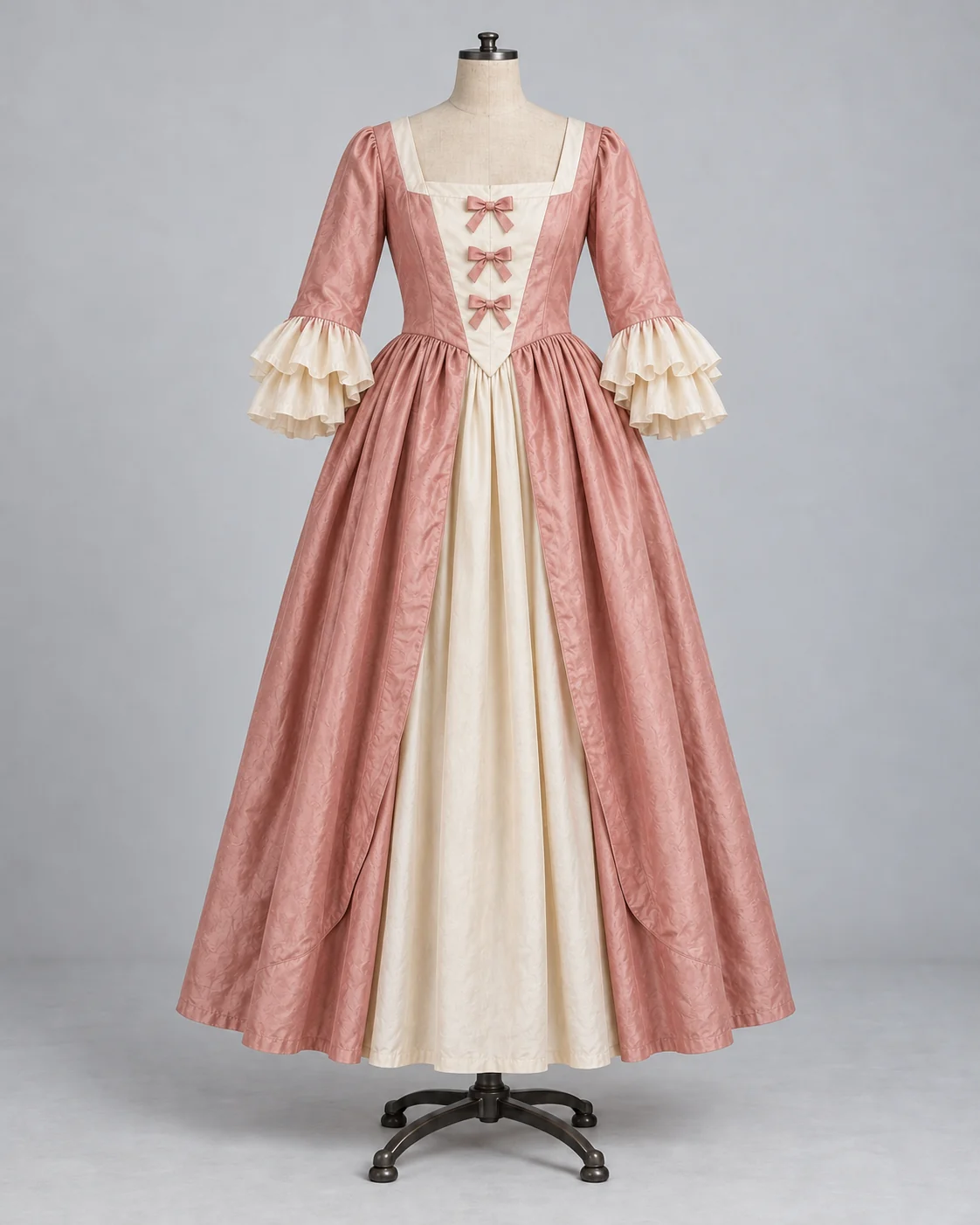 Rococo-Inspired Open-Skirt Gown