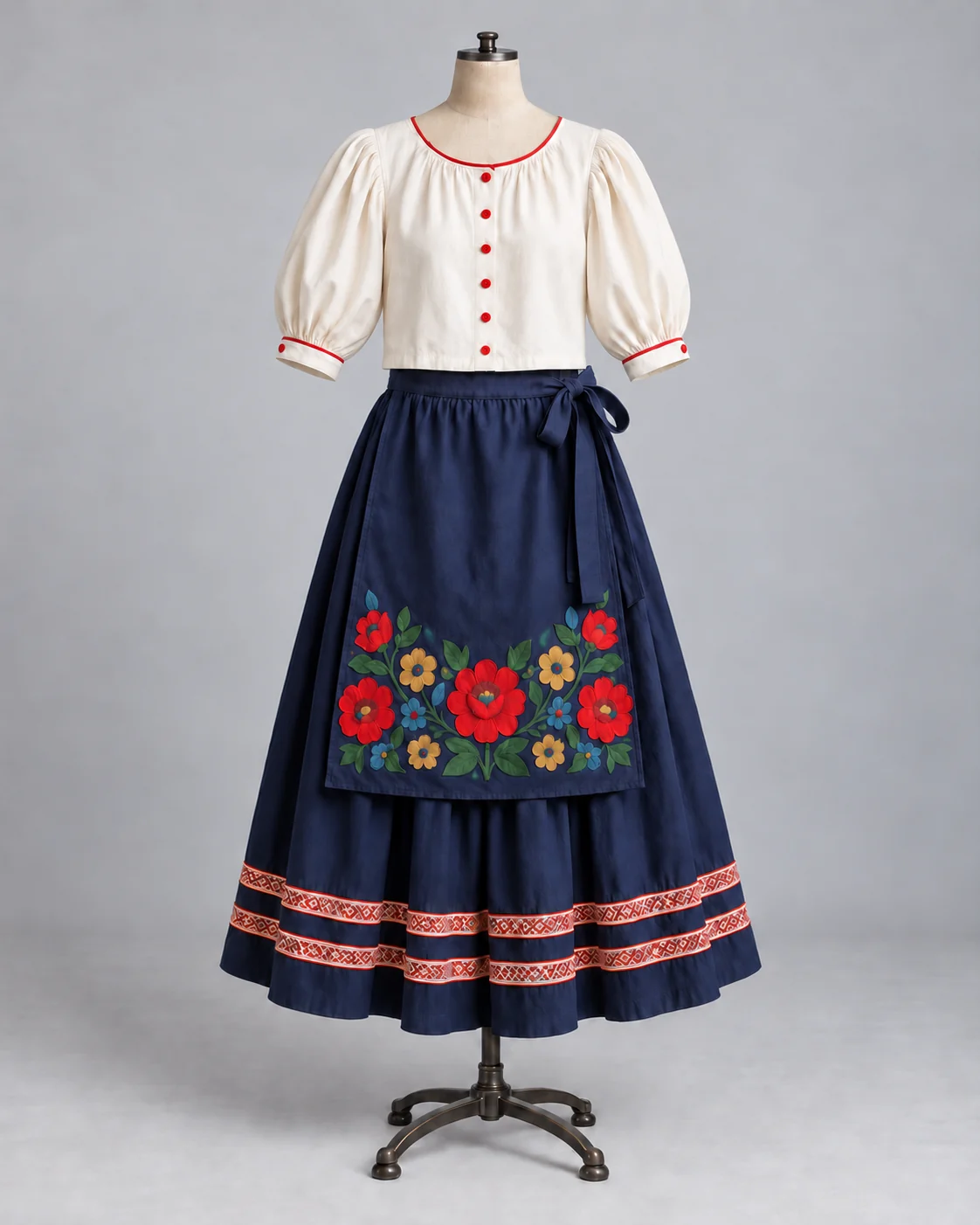 Matyó-Inspired Floral Apron Ensemble