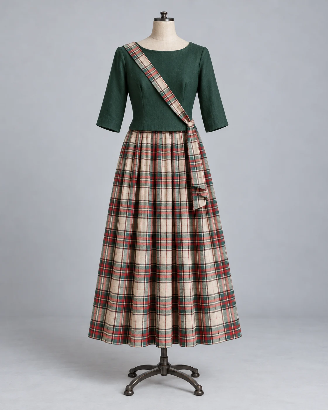 Highland-Inspired Tartan Skirt & Sash