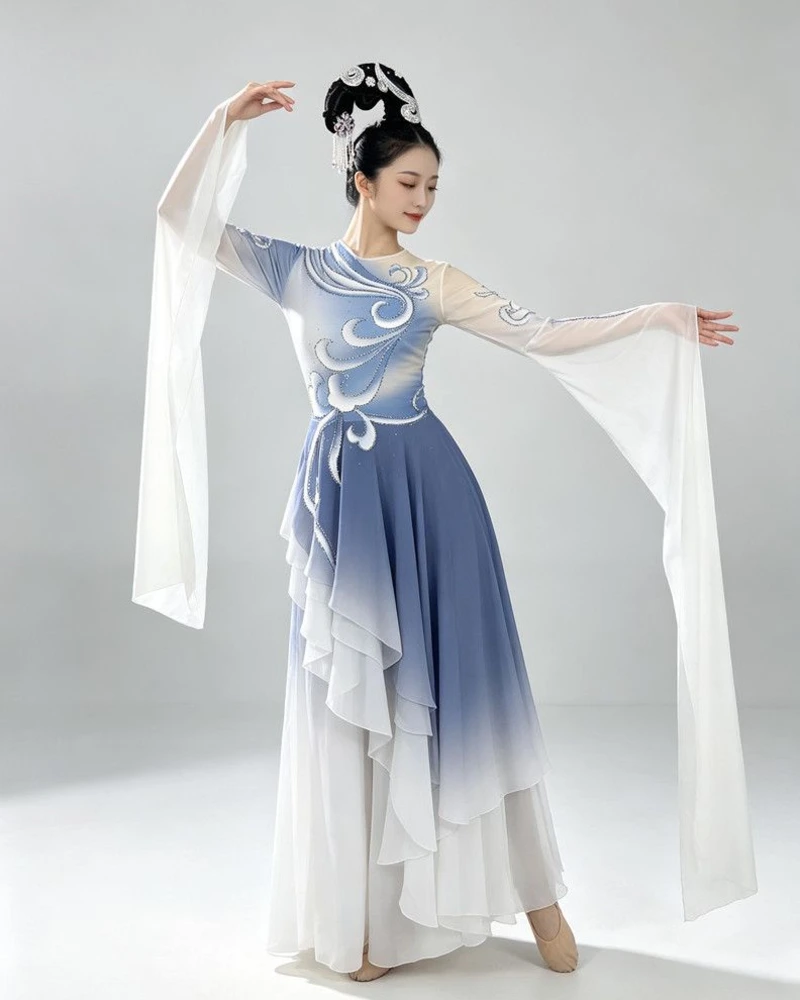 Blue Ombre Water-Sleeve Dress — reviewed display photograph