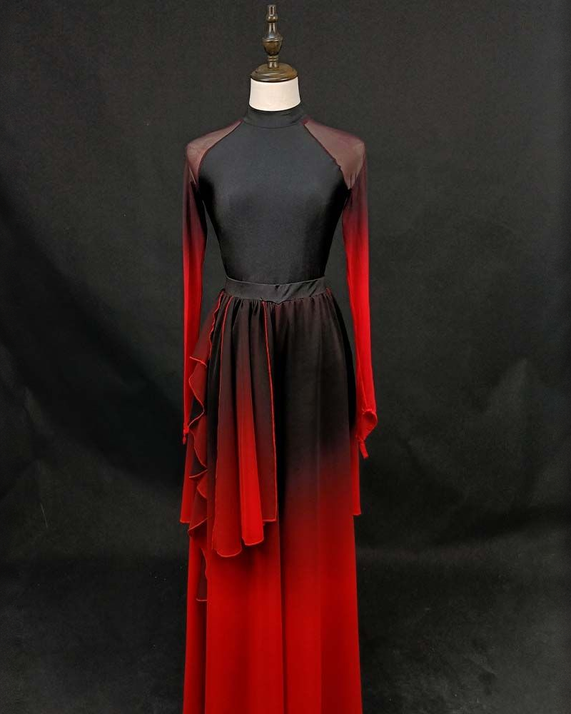 Black-to-Red Layered Dance Dress — reviewed display photograph