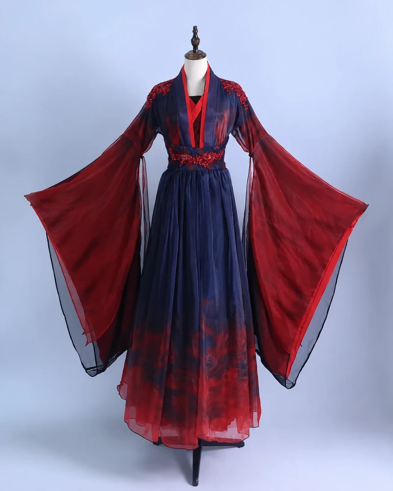 Navy and Crimson Flowing Dance Robe — reviewed display photograph