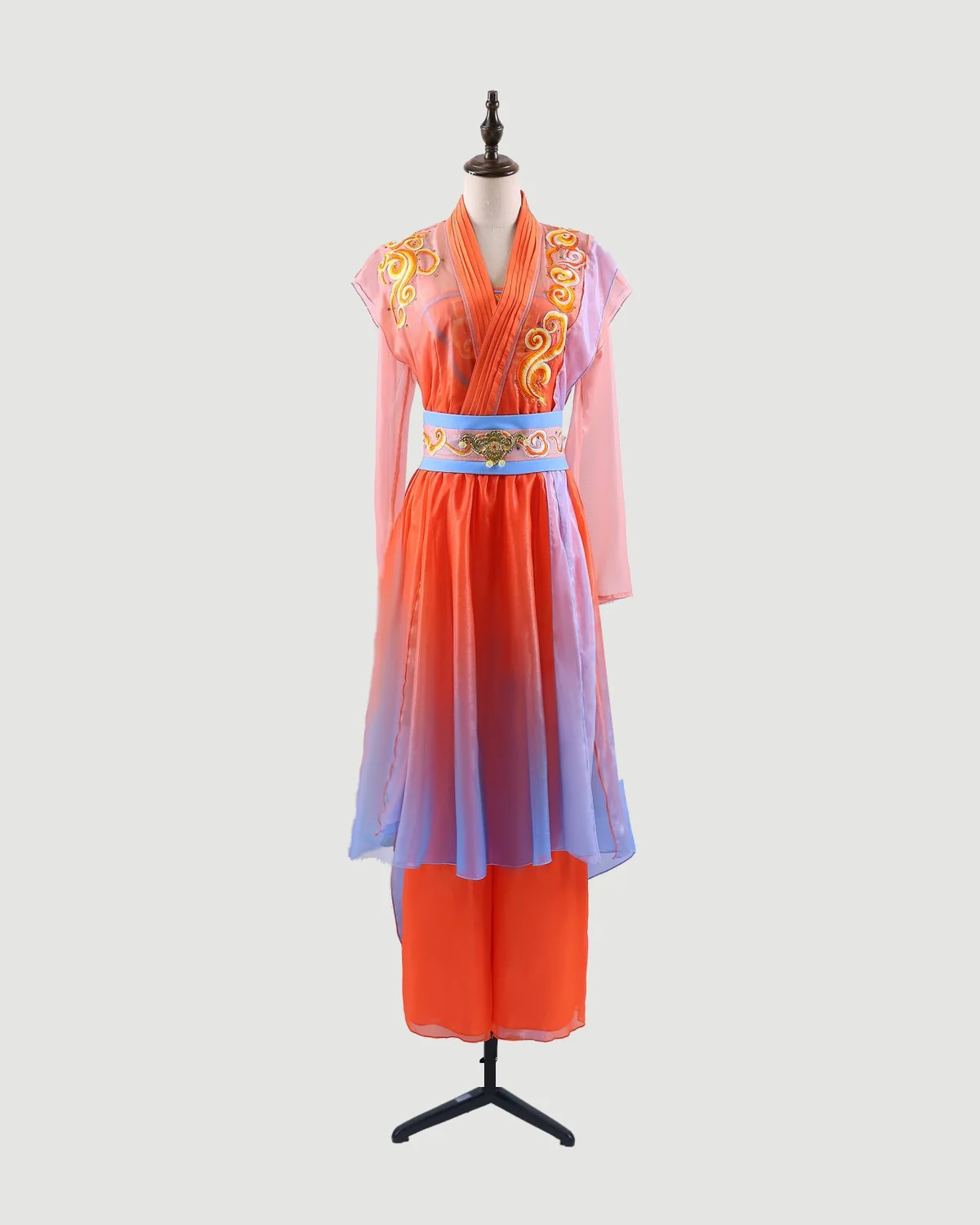Coral and Blue Layered Dance Ensemble — studio cover on a dress form