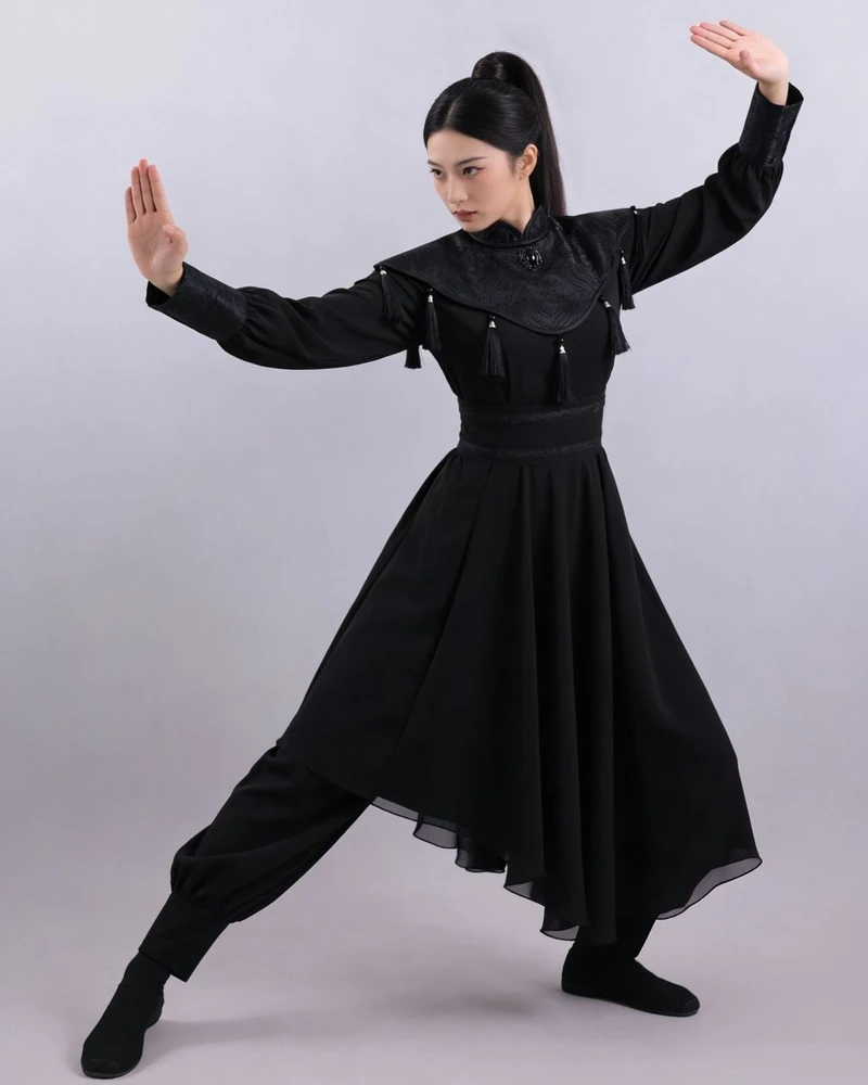 Black Layered Martial-Arts Ensemble — reviewed display photograph