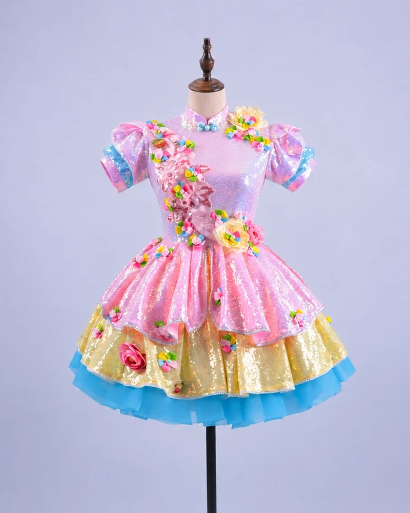 Pink Floral Tiered Stage Dress — reviewed display photograph