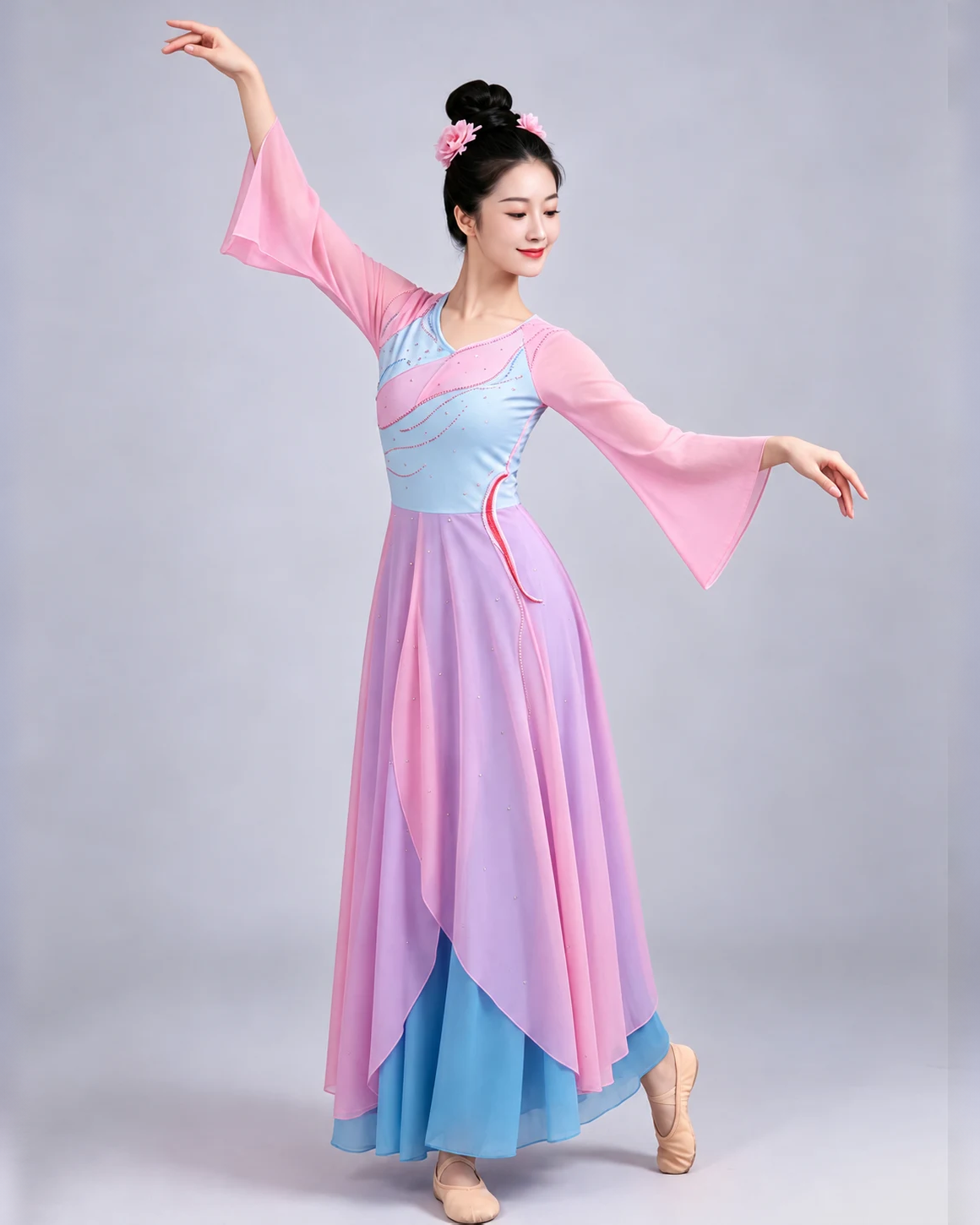 Pink & Sky Blue Layered Dress — reviewed display photograph