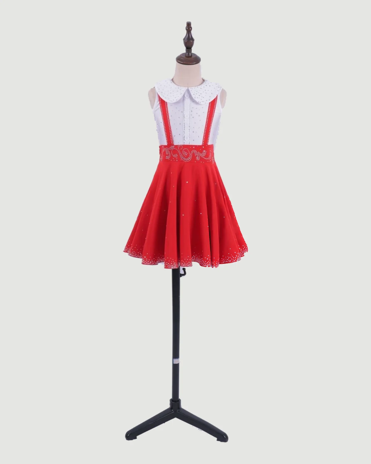 Red & White Junior Dance Ensemble — studio cover on a dress form