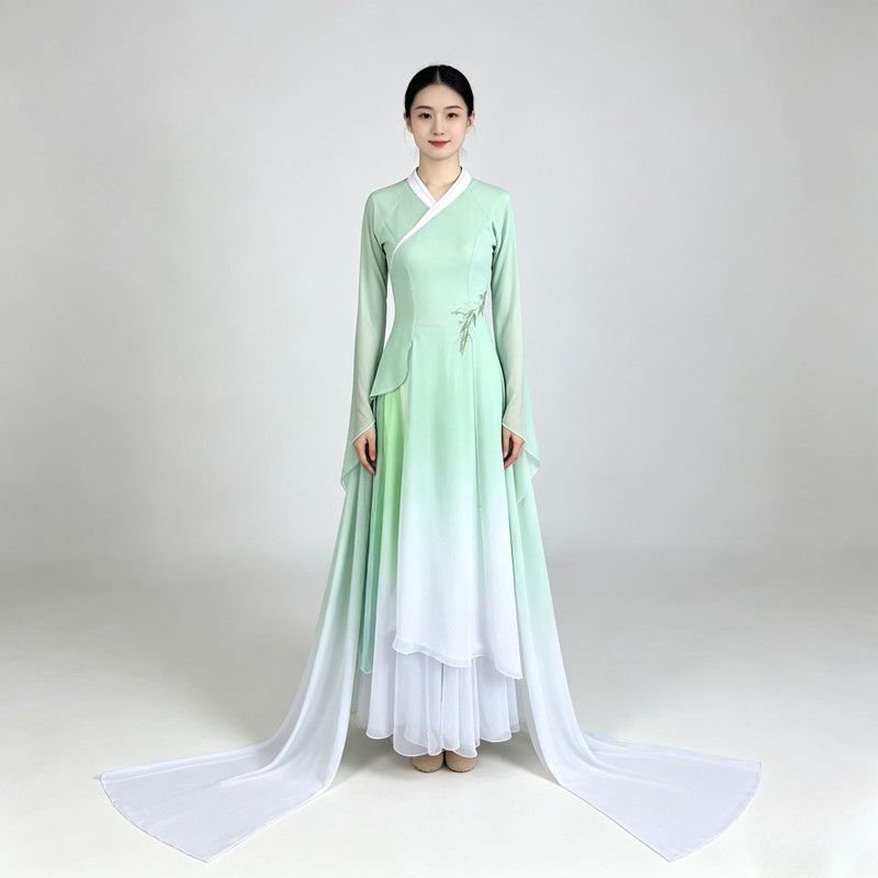 Mint Ombre Water-Sleeve Dress — photograph 1