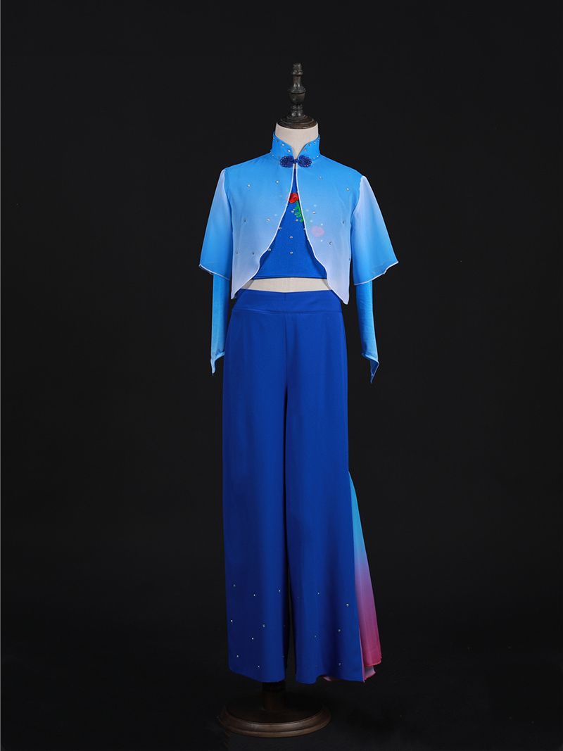 Blue Cropped-Jacket Trouser Set — photograph 1