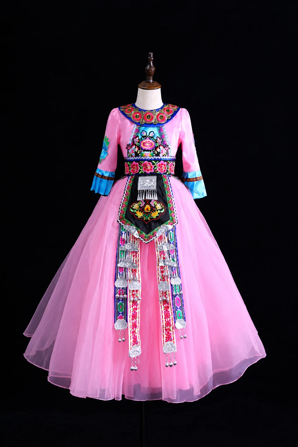 Pink and Green Full-Skirt Stage Dresses — retouched product photograph