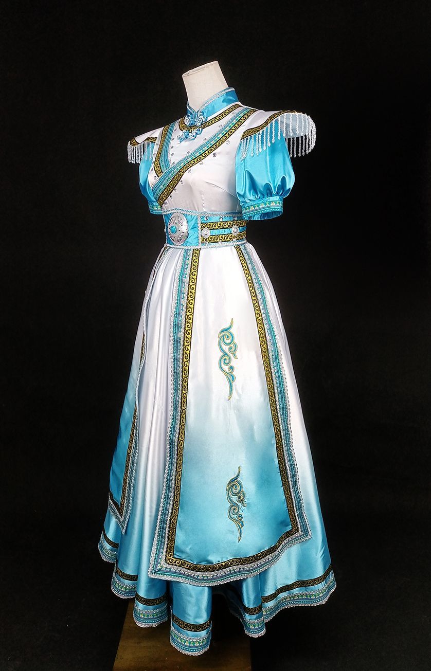 Turquoise Ombre Shoulder-Fringe Dress — photograph 2
