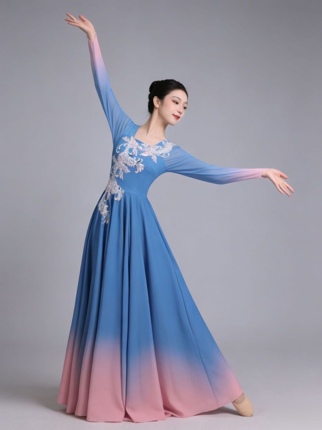 Blue and Pink Ombre Dance Gown — photograph 2
