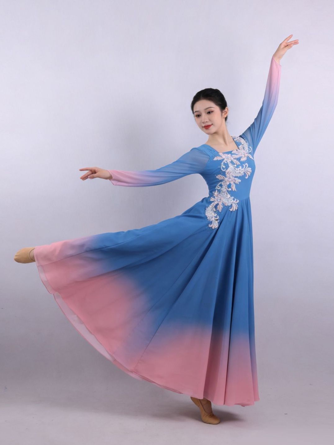 Blue and Pink Ombre Dance Gown — photograph 3