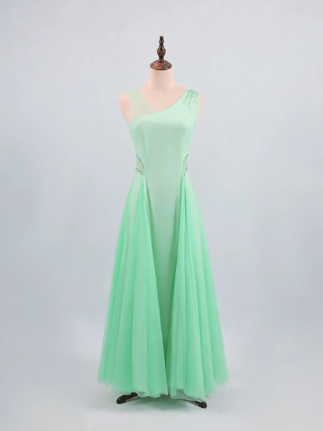 Mint Asymmetric Dance Dress — retouched product photograph