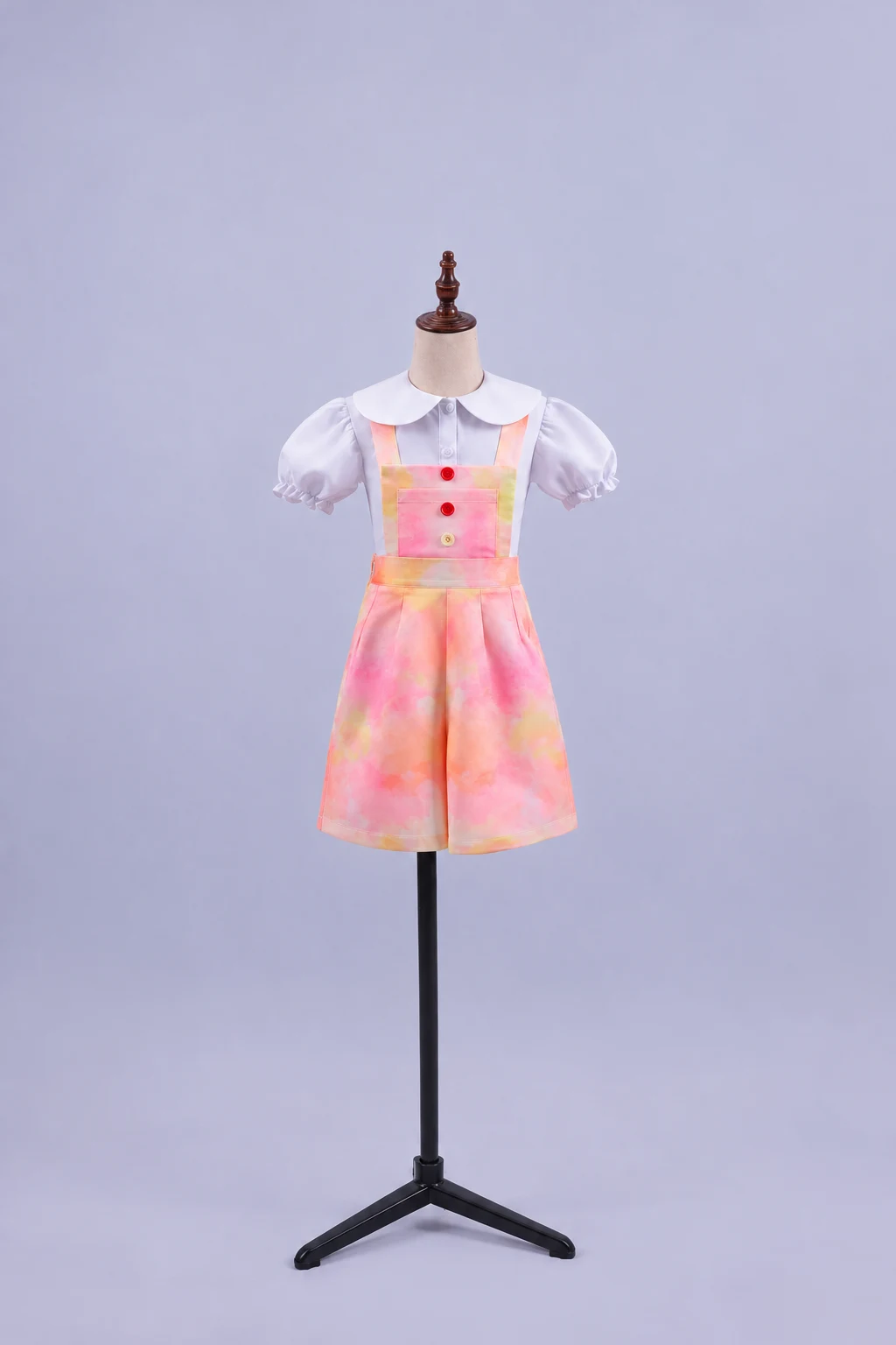 Pastel Suspender Shorts Dance Set — retouched product photograph