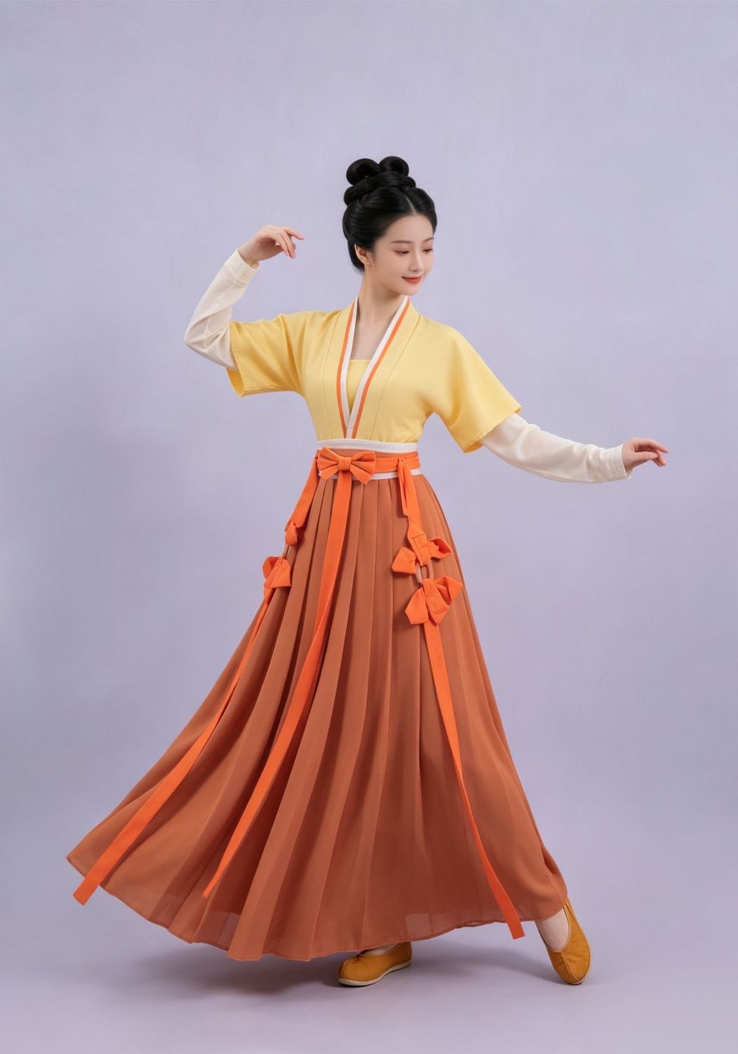 Warm-Tone Layered Classical Dance Dresses — photograph 3
